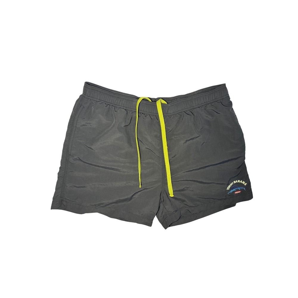 Tommy Bahama Relax Swim Trunks Men Large Black Neon Green Mesh Lined